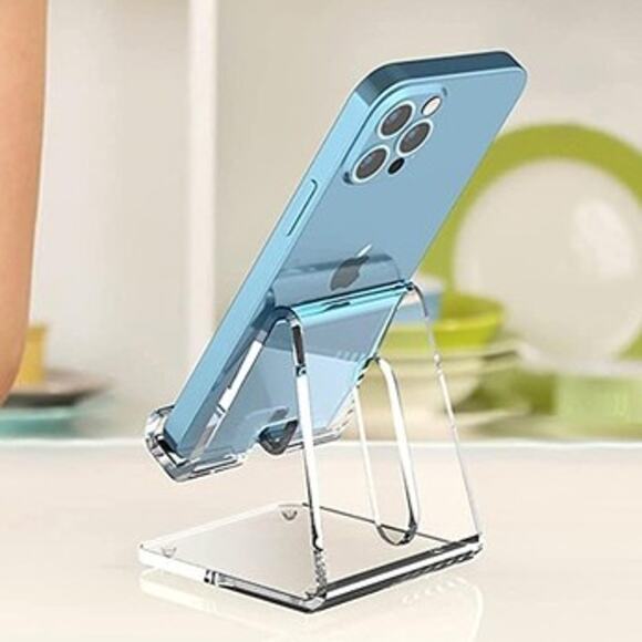 Acrylic Cell Phone Stand, Portable Clear Phone Stand for Desk, - Picture 1 of 7